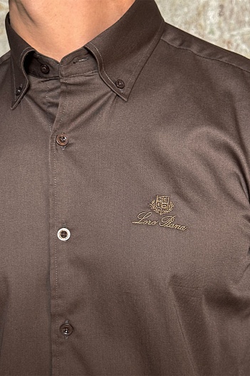 Мужская рубашка Loro Piana logo-embroidered - Brown   