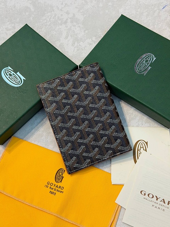 Кожаная обложка для паспорта Goyard Grenelle premium 14x10 см