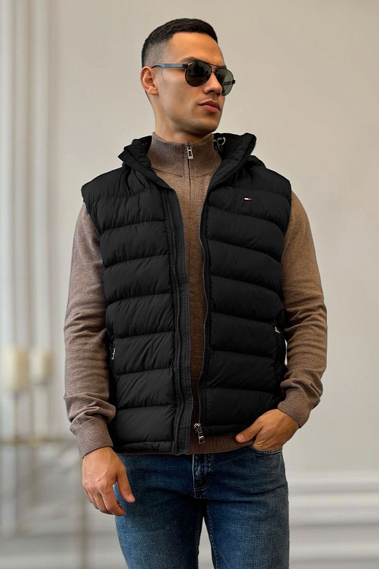 Чёрный жилет Tommy Hilfiger embroidered-logo