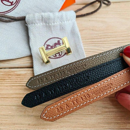 Кожаный ремень Hermes (длина 80 / 85 см)
