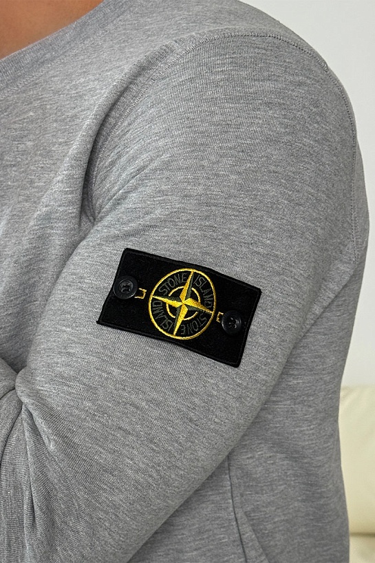 Мужской свитшот Stone Island серого цвета Compass-patch