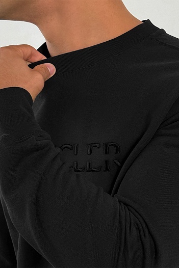Чёрный оверсайз свитшот Moncler logo-embroidered   