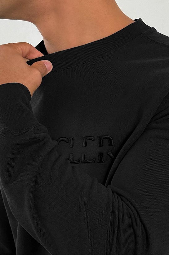 Чёрный оверсайз свитшот Moncler logo-embroidered