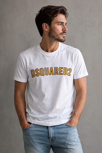 Белая мужская футболка Dsquared2   