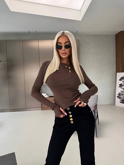 Женский трикотажный лонгслив Schiaparelli premium - Brown   