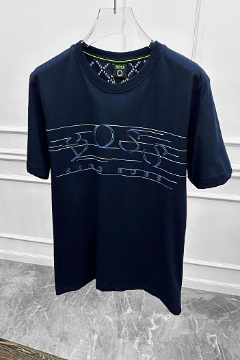 Футболка тёмно-синего цвета Hugo Boss logo-applique   