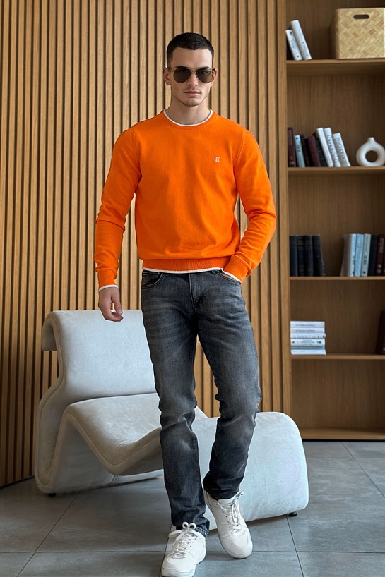 Мужской джемпер Hermes оранжевого цвета