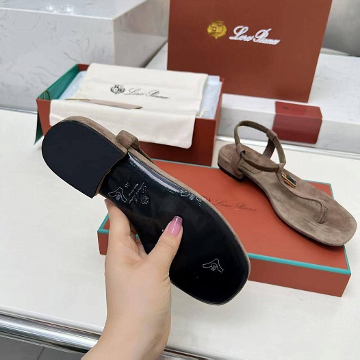 Женские замшевые сандалии Loro Piana Premium - Brown   