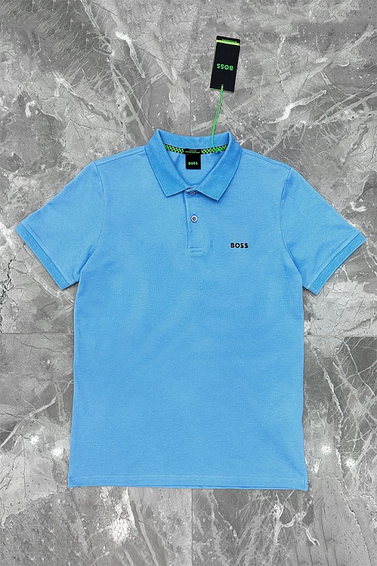 Мужское поло Hugo Boss голубого цвета