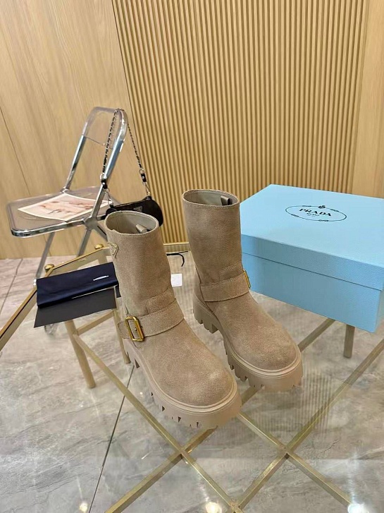 Женские замшевые сапоги Prada Suede premium
