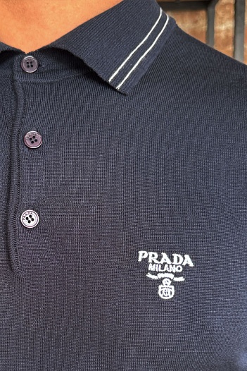 Поло тёмно-синего цвета Prada Milano   