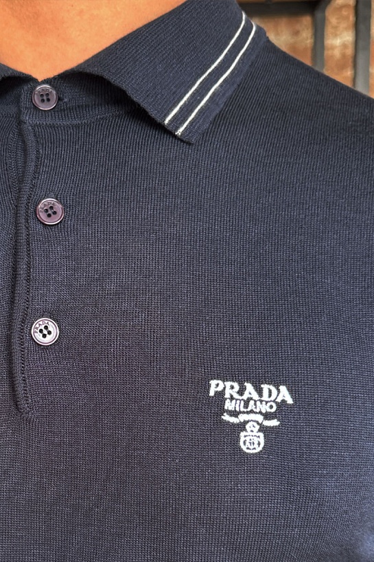 Поло тёмно-синего цвета Prada Milano