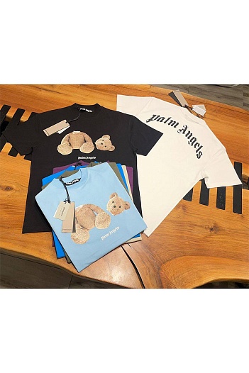 Фиолетовая оверсайз футболка Palm Angels Bear Classic   