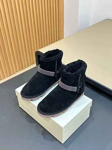 Женские замшевые угги с мехом Brunello Cucinelli Monili Premium   