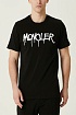 Мужская чёрная футболка Moncler spray logo-print