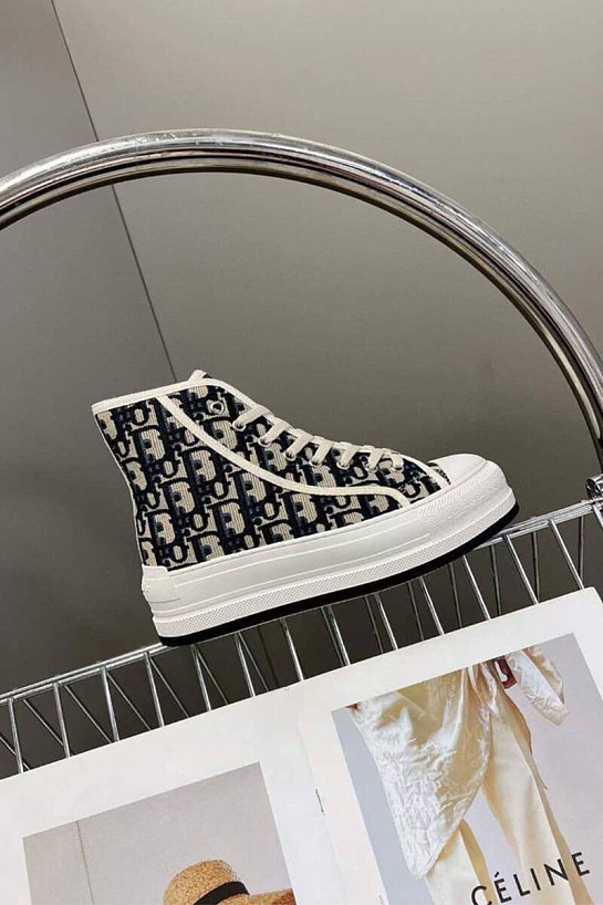 Женские высокие кеды на платформе Dior Walk'n'  - Black