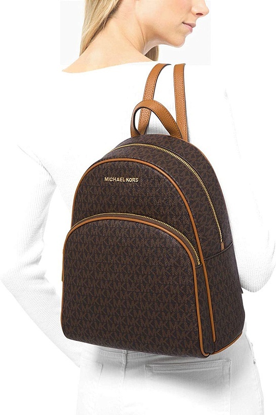 Коричневый рюкзак Michael Kors Abbey Medium Signature 29x25 см