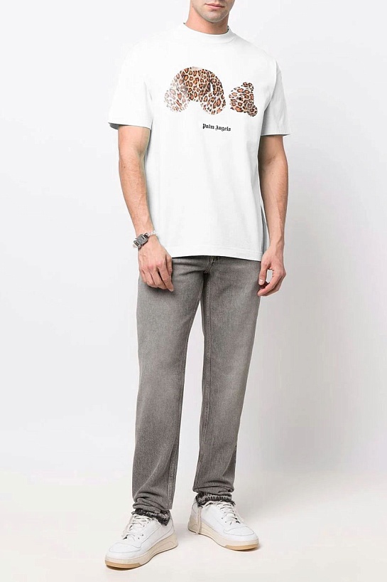 Белая оверсайз футболка Palm Angels Leopard Bear