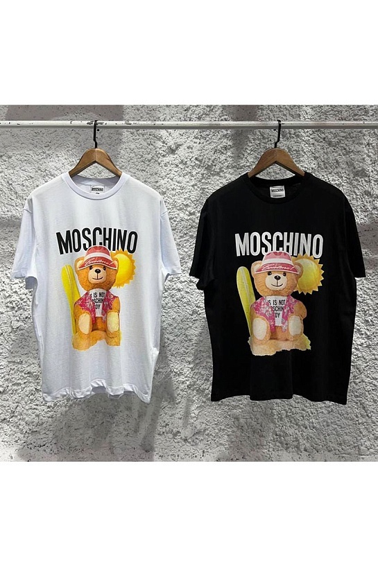 Белая оверсайз футболка Moschino Teddy Bear print