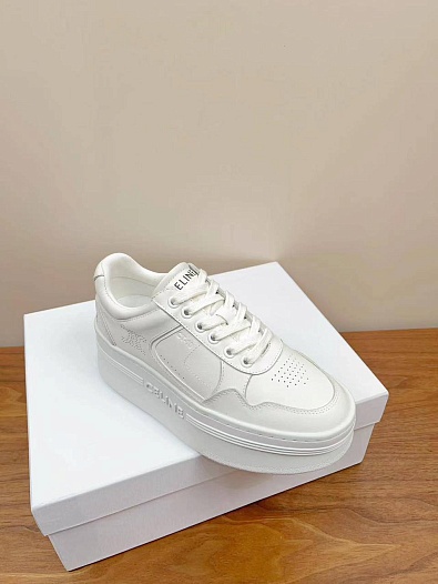 Женские кожаные кроссовки на платформе Celine   