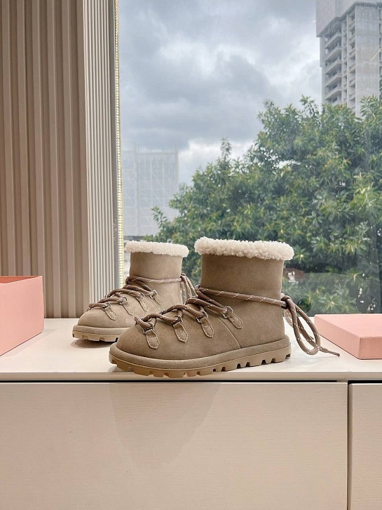 Женские замшевые угги с мехом MIU MIU Premium