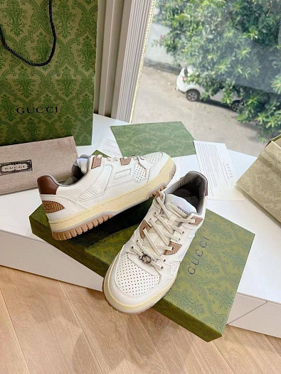 Женские кроссовки Gucci Premium - White / Brown   
