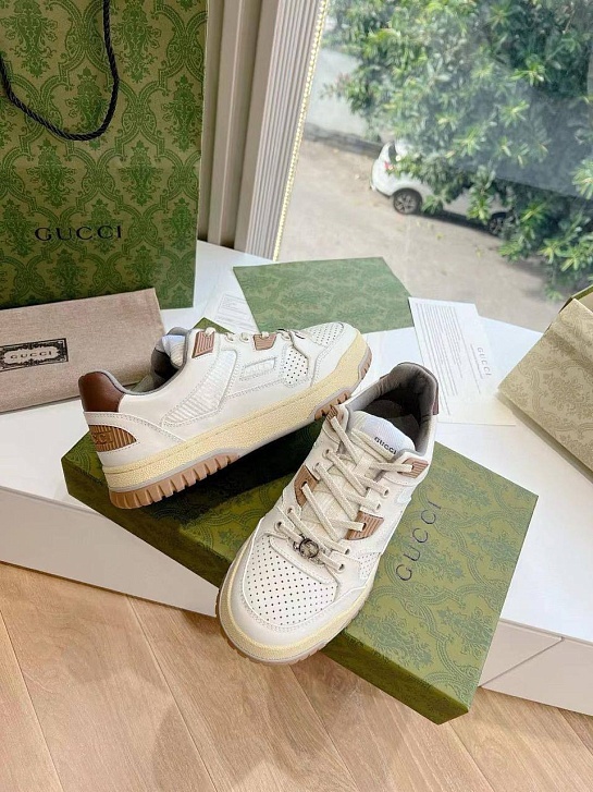Женские кроссовки Gucci Premium - White / Brown