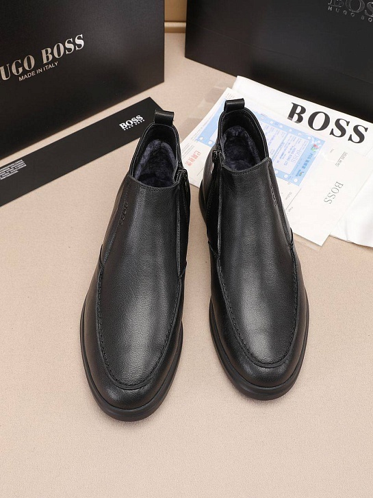 Кожаные лоферы с мехом Hugo Boss high-top - Black