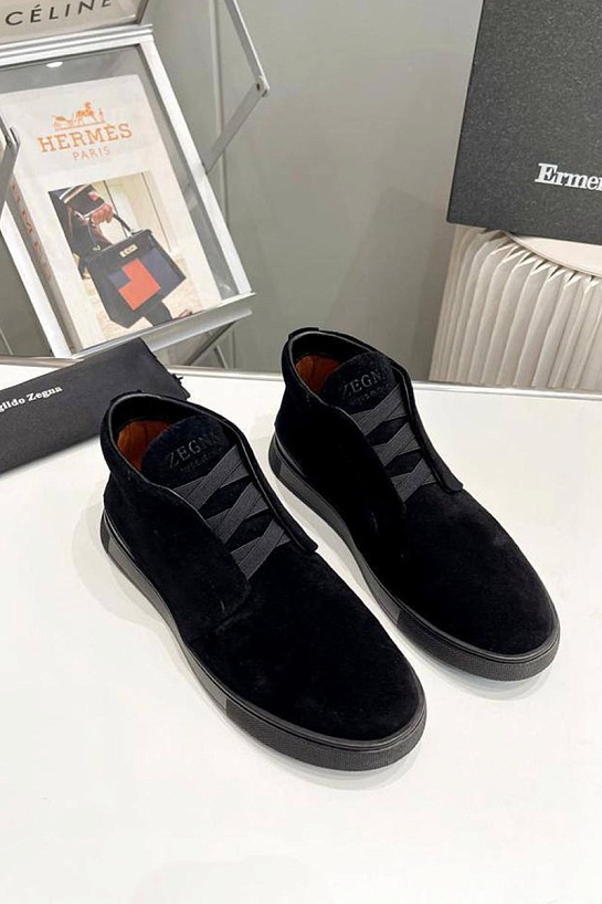 Замшевые кроссовки Zegna Triple Stitch high-top