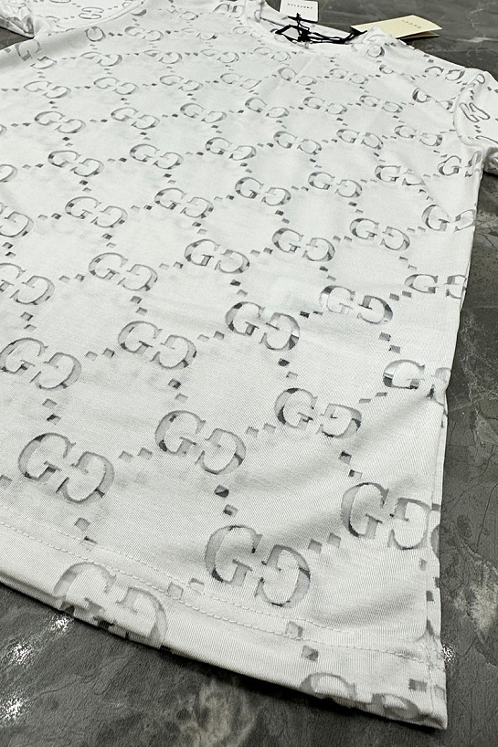 Мужская белая футболка Gucci GG Logo All-over