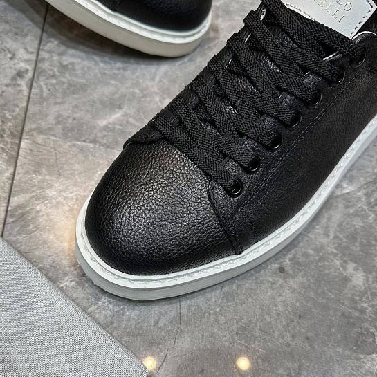 Мужские кроссовки Brunello Cucinelli grain leather - Black