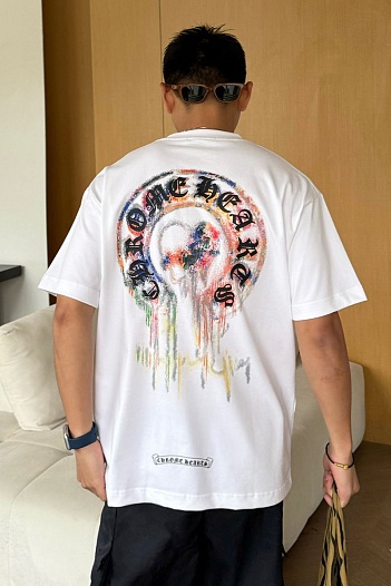 Белая оверсайз футболка Chrome Hearts Premium   