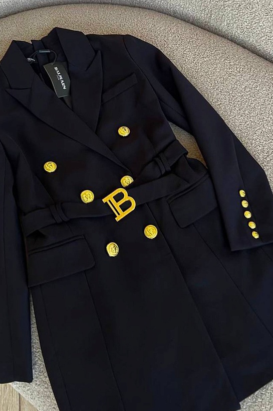 Женское платье-пиджак Balmain чёрного цвета