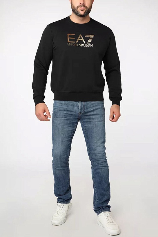 Мужской чёрный свитшот Emporio Armani 7 logo-print