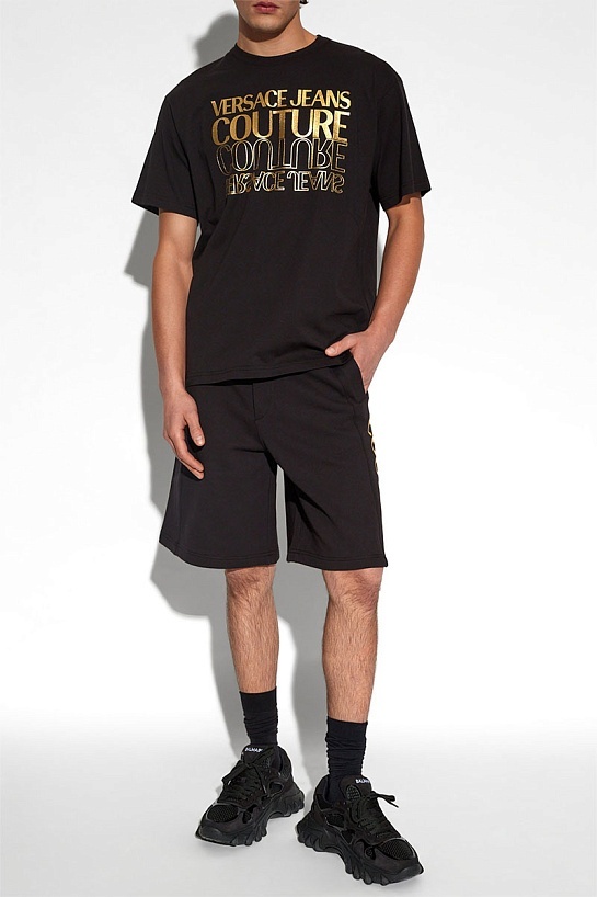 Чёрная футболка Versace Upside Down-logo