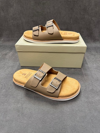 Кожаные шлёпанцы Brunello Cucinelli Urban - Beige   