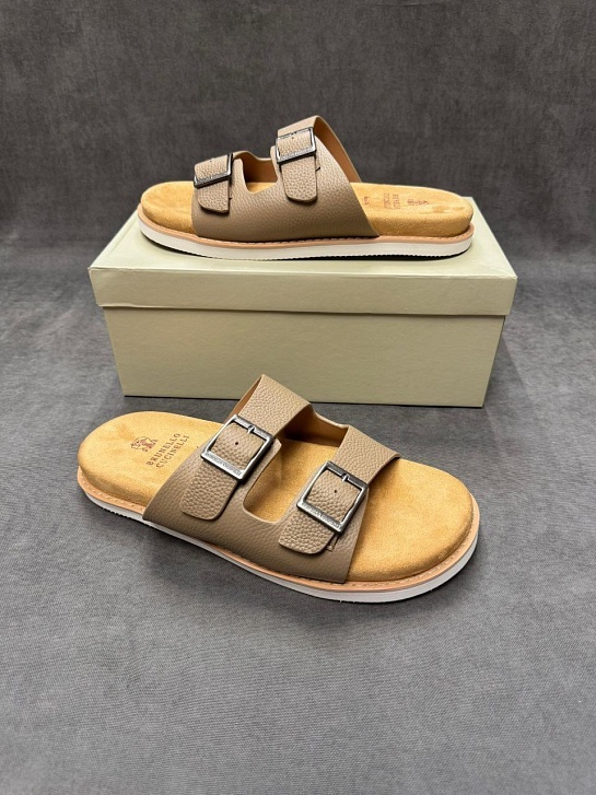 Кожаные шлёпанцы Brunello Cucinelli Urban - Beige
