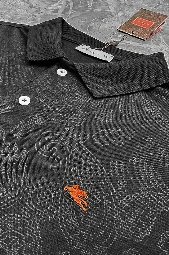 Чёрное поло Etro с узором пейсли