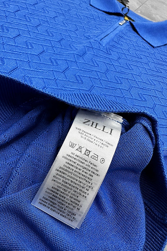 Поло с длинным рукавом Zilli zip-up - Blue