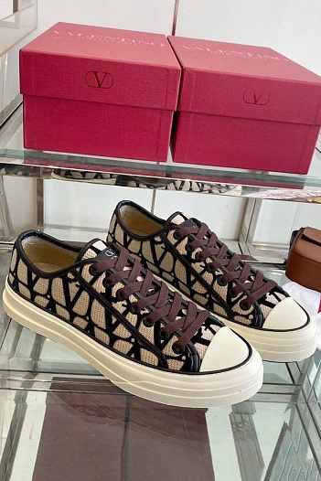 Женские кеды Valentino Toile Iconographe Totaloop Premium - Brown   
