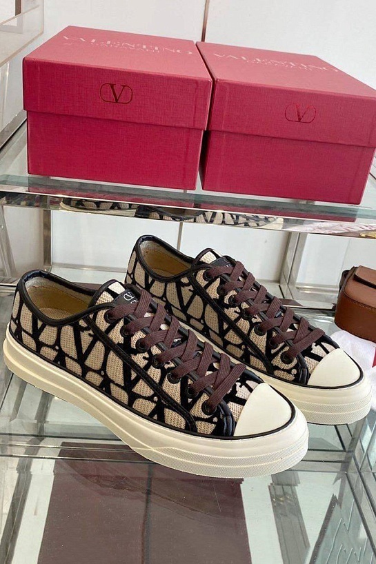 Женские кеды Valentino Toile Iconographe Totaloop Premium - Brown