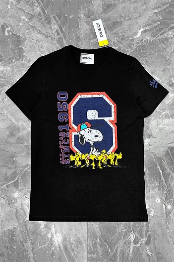 Мужская чёрная футболка Iceberg Snoopy   