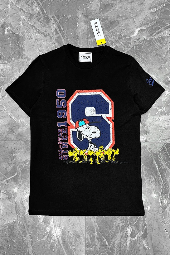 Мужская чёрная футболка Iceberg Snoopy