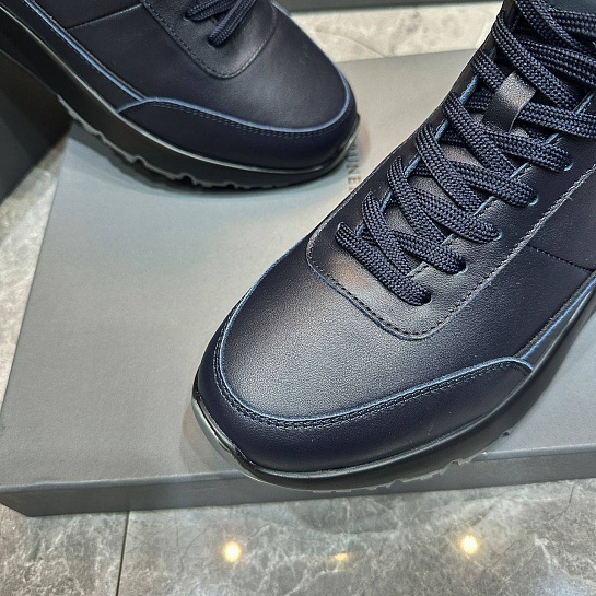 Кожаные кроссовки с мехом Brunello Cucinelli high-top - Navy