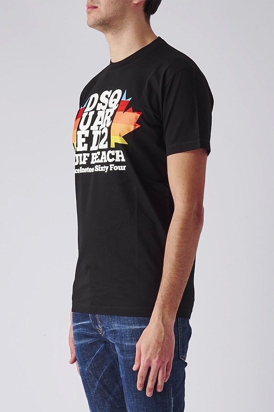 Мужская чёрная футболка Dsquared2 Surf Beach