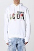 Мужское белое худи Dsquared2 Icon Splatter logo-print