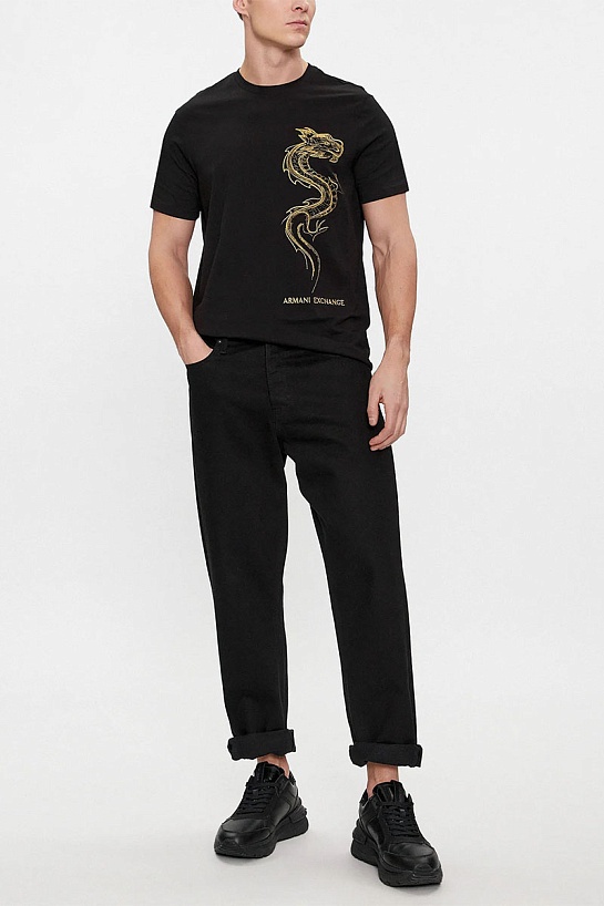 Мужская чёрная футболка Armani Exchange