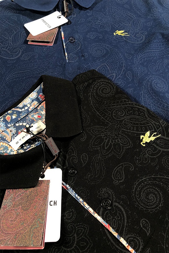 Чёрное мужское поло Etro embroidered-logo