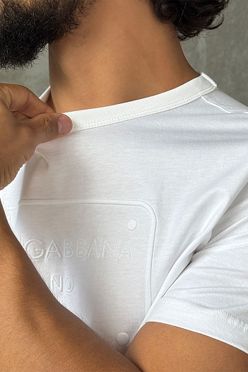 Белая футболка Dolce & Gabbana Milano Italia logo-embossed   
