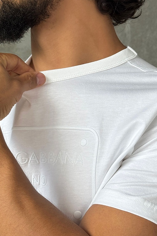 Белая футболка Dolce & Gabbana Milano Italia logo-embossed